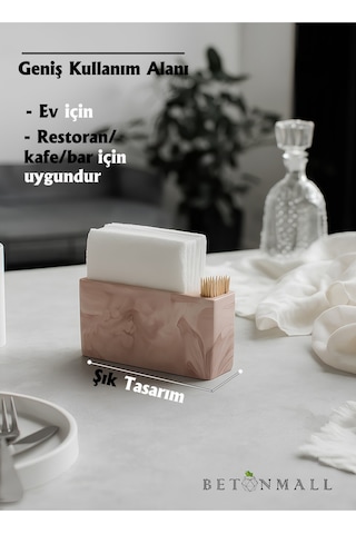 El Yapımı Beton Gri Alçı Peçetelik Minimal Masa Ve Mutfak Dekoru Kafe & Bar İçin Kahverengi