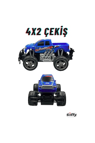 Uzaktan Kumandalı Canavar Ranger Araba Şarjlı Full Fonksiyon 4x2 Off Road Kamyon Oyuncak Arazi Aracı Mavi