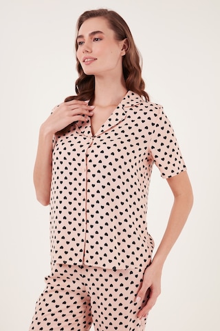 Lela Rahat Kesim Bol Paça Mono Yaka Kısa Kollu Bayan Pijama Takımı 6110290 Somon