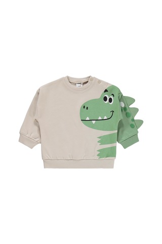 Civil Baby Dinozor Baskılı 3-18 Ay Takım - Bej Taş Rengi