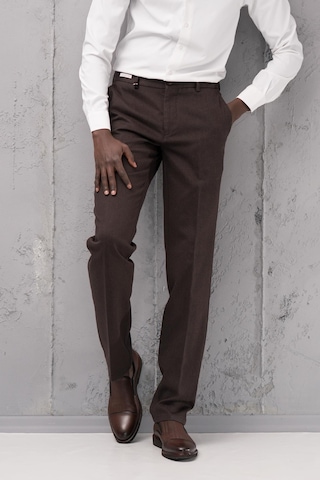 Ecer Regular Fit Düz Kalın Kışlık Gabardin Yan Cepli Pantolon Kahverengi