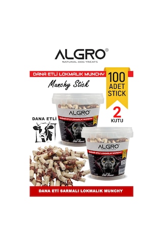 Algro Dana Etli Lokmalık Munchy Stick 50 Adet 2 Kova