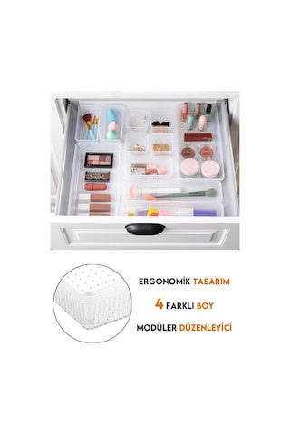 36'lı Mega Set Modüler Çekmece İçi Organizer - Banyo Takı Aksesuar Düzenleyici Şeffaf