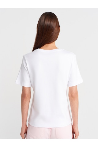 Dilvin 31763 Bisiklet Yaka T-shirt-beyaz Beyaz