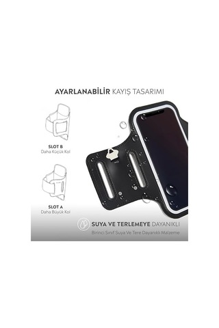 İphone Xiaomi İle Uyumlu Universal 6,9" İnç E Kadar Uyumlu Anahtar Koyma Bölmeli Spor Koşu Yürüyüş İçin Kol Bandı Siyah 0.05 M