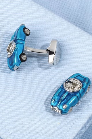 Omark Cotton Blue Classic Car Cufflinks Mavi