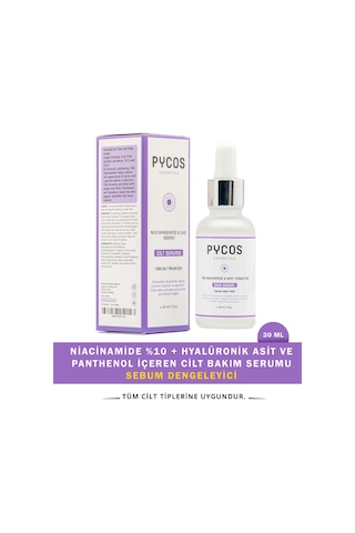 Pycos Cosmetıcs Niacinamide %10 + Hyalüronik Asit Ve Panthenol İçeren Cilt Bakım Serumu 30 Ml, Sebum Dengeleyici