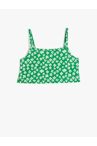 Koton Crop Atlet Askılı Çiçekli Pamuk Karışımlı Yeşil Desenli 3skg30013ak Yeşil Desenli