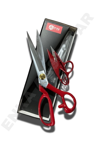 Pın - 1104 10 Inc Kırmızı Saplı Çelik Gövde Profesyonel Terzi Makası
