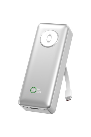 Wiwu Wi-p023 Elite Serisi Dijital Led Göstergeli Akıllı Saat Kablosuz Powerbank 20000mah 145w Gümüş Gümüş