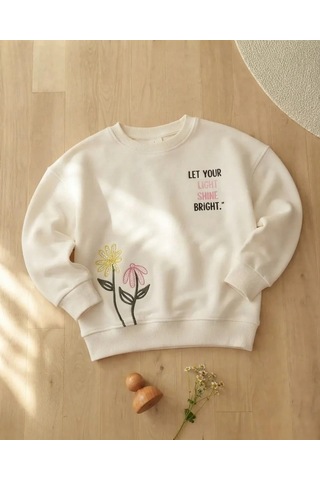 Roya Kız Çocuk Beyaz Let Your Sweatshirt Kışlık