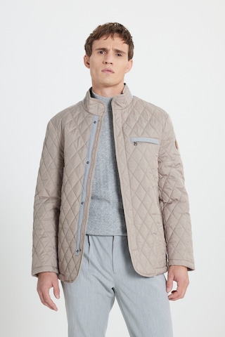 AC&Co / Altınyıldız Classics Erkek Bej Standart Fit Normal Kesim Dik Yaka Desenli Overcoat Bej