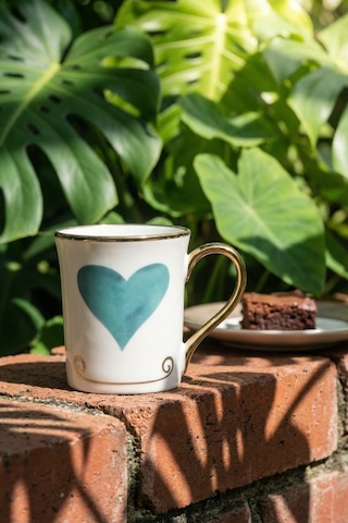 Heart Porselen Kupa Mavi - 250 Ml Mavi