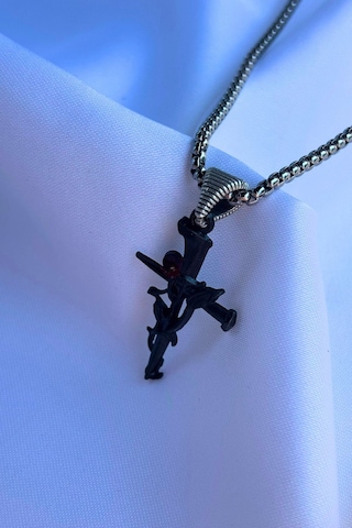 El İşçiliği Paslanmaz Çelik Zincir Erkek Kolye Gri