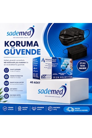 3 Katmanlı Tek Kullanımlık Lastikli Maske