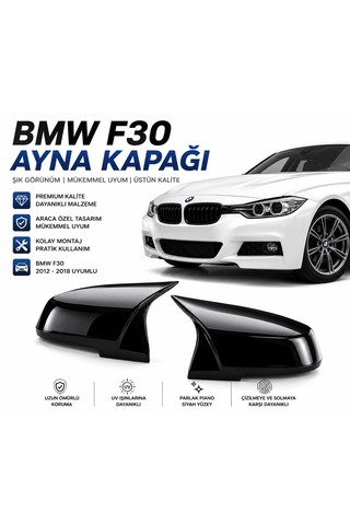 Bmw F30 Piano Black Ayna Kapağı Sağ + Sol Takım Kalın Tip Tırnaklı Geçmeli Model