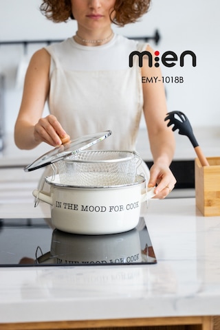 Mien 22 Cm Kızartma Tenceresi Emaye Fildişi Emy-1018b