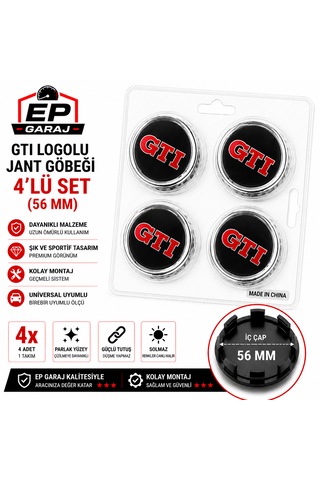 Gtı Logolu Jant Göbeği 4 Lü Set 56 Mm