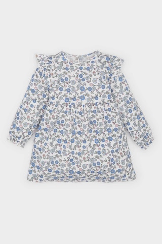 DeFacto Kız Bebek Çiçekli Uzun Kollu Waffle Elbise D9387A525SPER233 Ekru