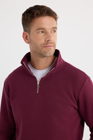 Tudors Unisex Relax Fit Rahat Kesim Pamuklu İçi Polarlı Yarım Fermuarlı Bordo Dik Yaka Sweatshirt-35165 Bordo