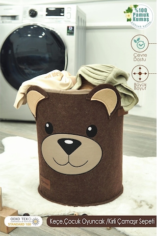 Mordesign Saklama Kutusu,dolap Içi Çamaşır/oyuncak Düzenleyici, Kirli Sepeti, Morbear Serisi, Büyük Boy 40 X 30 Kahverengi