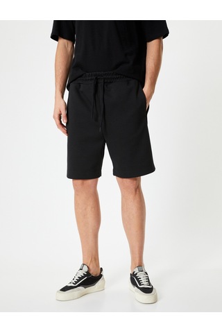 Koton Bermuda Şort Beli Bağcıklı Cep Detaylı Siyah 4sam40020mk Siyah