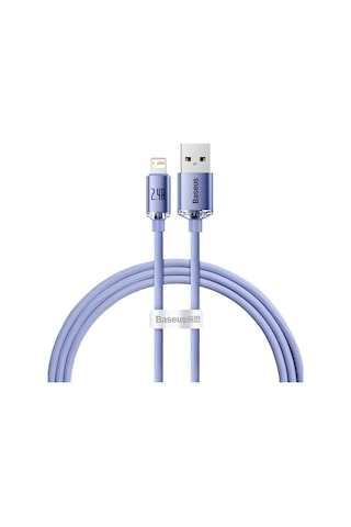 Crystal Shine, 2.4 A Usb-a & Lightning Data Ve Şarj Kablosu, 1.2 Metre, Mor, Cajy000005