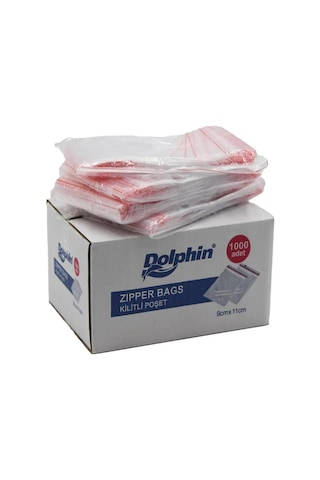 Dolphin V Kilitli Şeffaf Buzdolabı Kilitli Saklama Poşeti Torba - 9x11 Cm. - 1000 Adet - Kutu