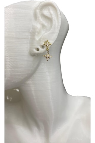 Kutup Yıldızı Tragus Pearsıng Çelik Kıkırdak Küpe 1 Adet Altın