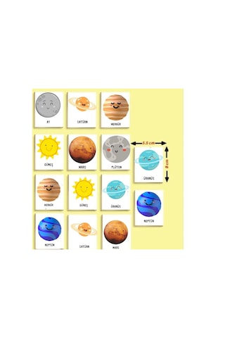 Zeka Kartları Eşleştirme Oyunu Gezegenler Ahşap Eğitici Puzzle Oyun