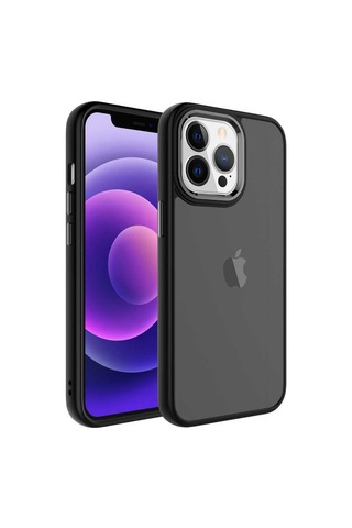 Zeyline Apple Uyumlu iPhone 13 Pro Max Buzlu Sert Pc Zore May Kapak-siyah
