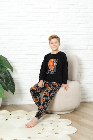 Modanino Erkek Çocuk Welsoft/polar Kumaş Pijama Takımı 12491 Siyah