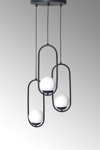 Luzarana Zenga 3 Lü Antrasit Metal Gövde Beyaz Camlı Tasarım Lüx Avize Çok Renkli