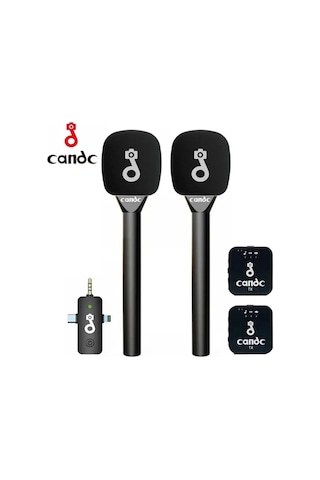 Çift Mikrofonlu Profosyonel Kablosuz Yüksek Kaliteli Ses Kaydı Röportaj Mikrofonu