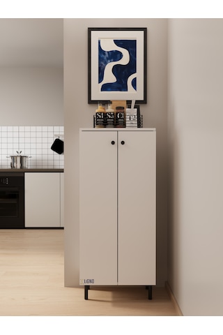 Modern Çok Amaçlı Kiler Dolabı - 4 Raflı Mutfak & Banyo Düzenleyici, Robot Süpürge Uyumlu 117x50x30 Cm Beyaz