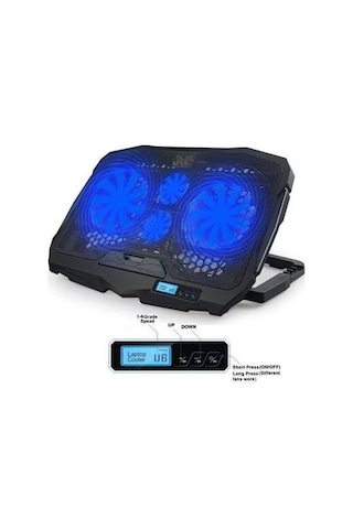 Laptop Soğutucu Stand Yükseklik Ayarlı 4 Fanlı Led Işıklı Lcd Ekranlı Notebook Altlığı Cooling Pad
