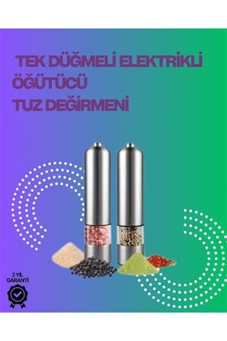Paslanmaz Çelik Otomatik Baharat Öğütücü Pille Çalışan Tek Tuşlu Renkli
