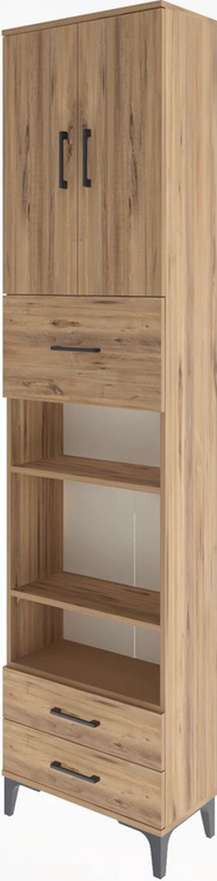Arges Dolap 5 Raflı 3 Çekmeceli 2 Kapaklı 60x30x243 Çam-çam Çam