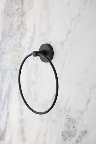 MultiStore 5'li Banyo Aksesuar Seti Halka Havluluk/Tuvalet Kağıtlığı/Askılık/Sabunluk/Diş Fırçalık Siyah