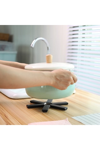 Gajeena Küçük Ev Aletleri Isıya Dayanıklı Fırın Matı Black Foldable Isıl Yalıtım Mutfak Minderi Anti-yanık Yemek Masası Minderi Siyah Paket