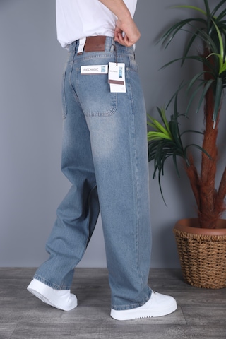 Felvıno Erkek Yıkamalı Süper Baggy Bol Kesim Kot Pantolon Mavi