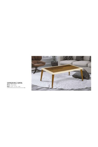 Orta Sehpa Osm Çerçeve Model Parlak Ceviz Krem Kayın Torna Retro