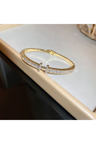 Zirkon Mektubu Toka Bileziği Toptan İçin Şık Yüksek Kaliteli Moda Takıları Gold