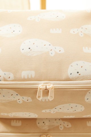 Ocean Home Textile 2'li Çocuk Odası Sevimli Balina Hurç Set 1 Adet 30 X 22 X 18 / 1 Adet 52 X 28 X 21 Cm Bej