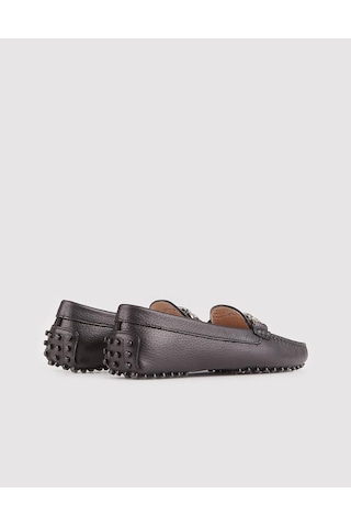 Hakiki Deri Siyah Kadın Loafer - Siyah