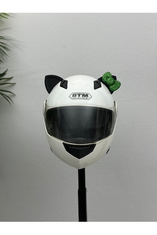 Motor & Motosiklet Yeşil Fiyonklu Siyah Kedi Kulak Kask Dış Aksesuarı Diğer