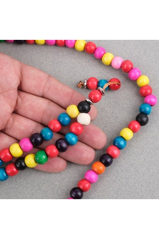 Bonibon 99luk Renklli Boyalı Ahşap Küre Kesim 10mm Namaz Tesbihi Çok Renkli