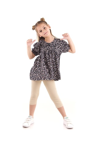 Ahengim Kız Çocuk Takım Vizkon Bluzlu Taytlı Alt Üst Takım Pamuklu Ak2521 Siyah