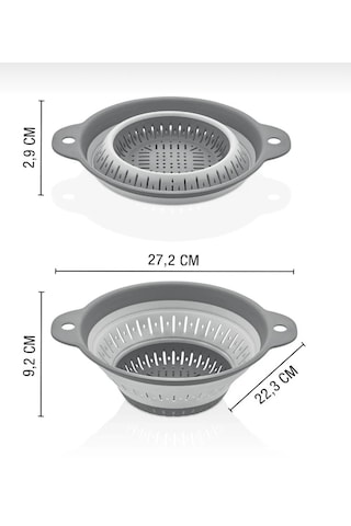 Pratik Yuvarlak Katlanır Akordeon Süzgeç - 1800ml Makarna Süzgeci