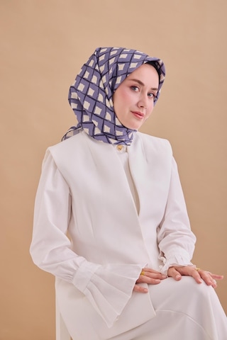 Twill İpek Eşarp 11474 - 90 X 90 / Mavi,gri,lacivert,beyaz-15 Mavi,gri,lacivert,beyaz-15